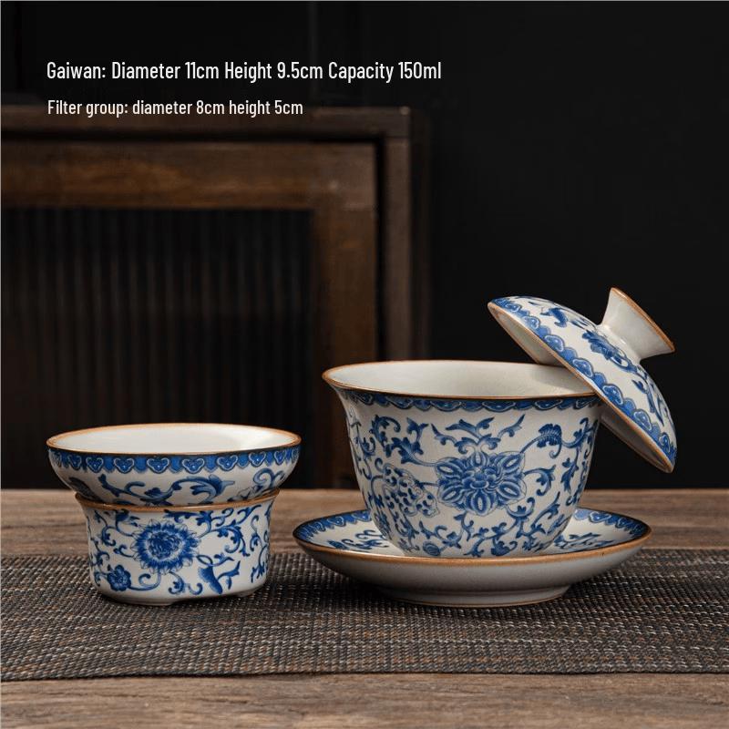 Ru Kiln Flowering Gaiwan Tea Set