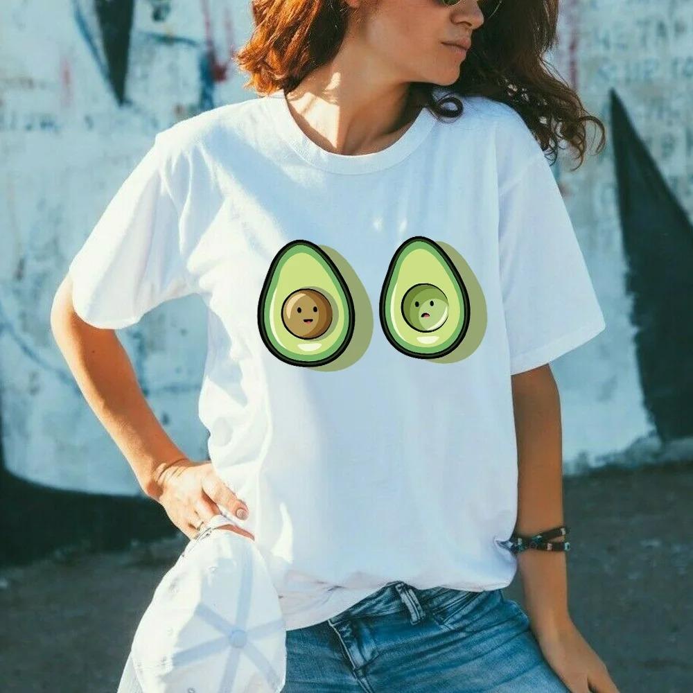Cute Avocado Printed T-Shirt Short Sleeve Neck Fashion Casual Sport Aesthetic Gothic Clothes Summer Graphic Women'S T Shirt Gift