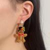 Festive Gingerbread Man Earrings - Creative and Cute Christmas Design with Cartoon Drip Oil Alloy and Hat.