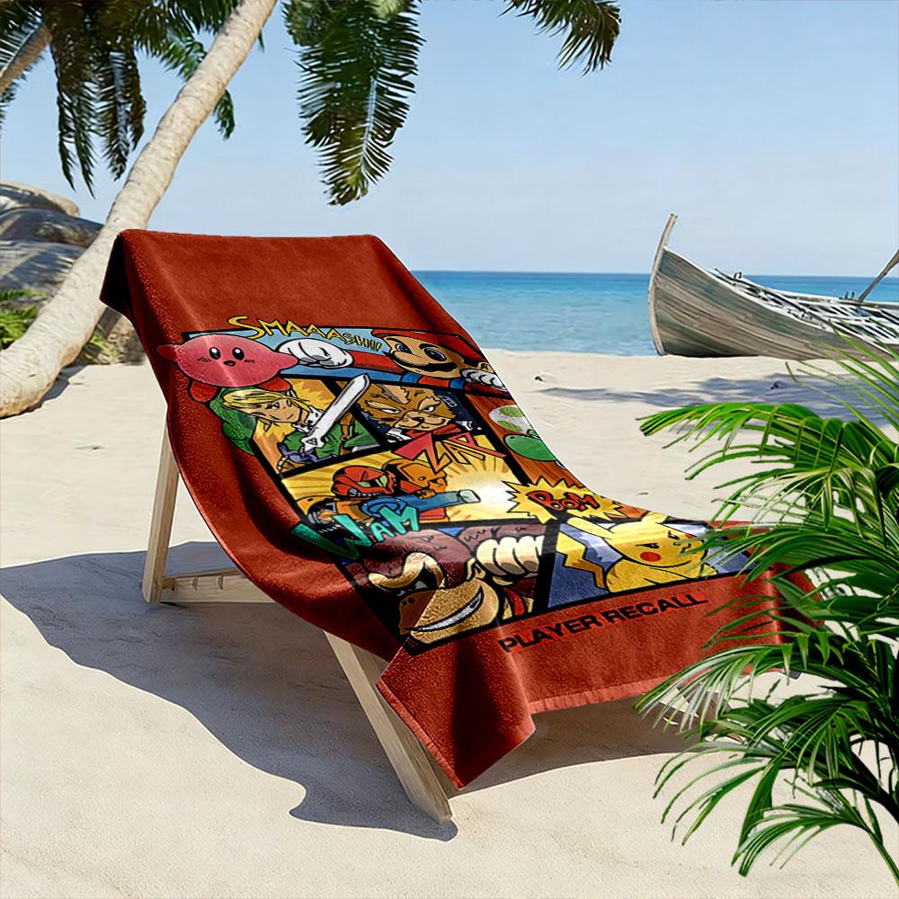 Cartoon Game Characters Towel A must-have beach towel for beach travel