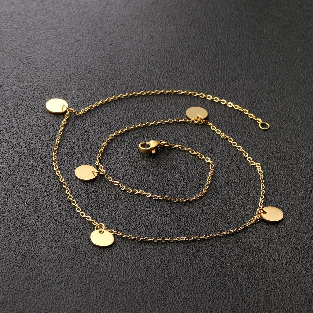 Accessories Disc Pendant Necklace Stylish Simple Versatile Geometric Round Clavicle Chain Stainless Steel Gold Plated Necklace