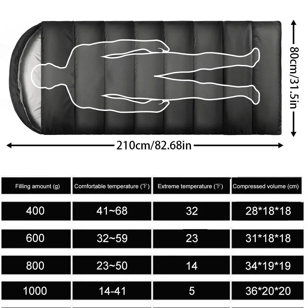 Outdoor Down Sleeping Bag 210cm * 80cm Single Person Thick and Warm Camping Sleeping Bag Can Be Spliced Sleeping Bag