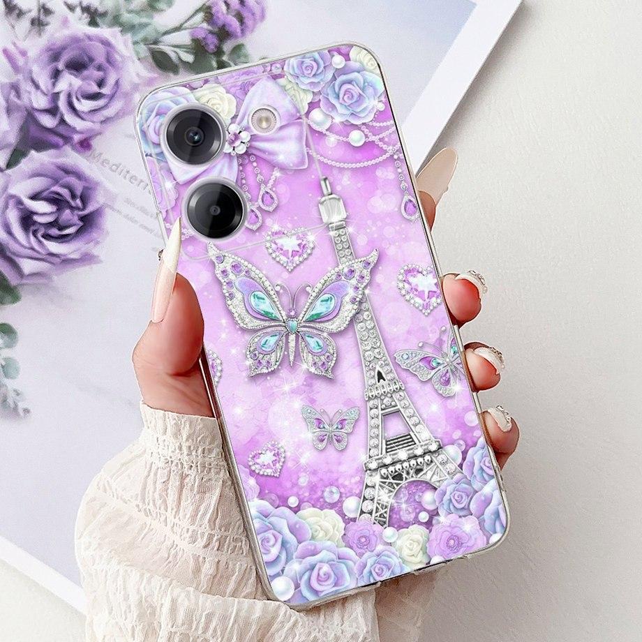 For Xiaomi Poco M7 Pro 5G X7 Pro Back Cover Girly Fashion Flower Butterfly Painting Soft TPU Clear Fundas PocoM7 Pro X7Pro Case
