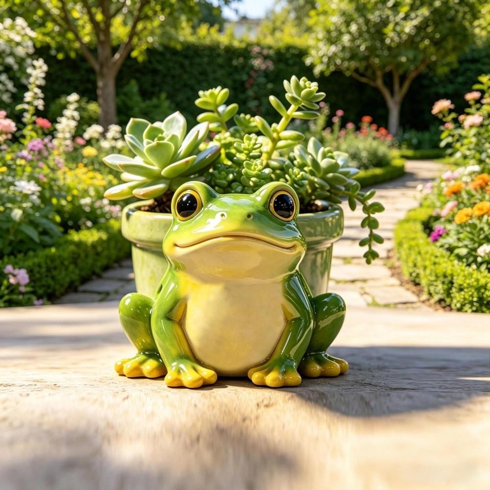 Resin Succulent Pot Funny Frog Planter Stylish Modern Potted Sculpture Garden Decoration