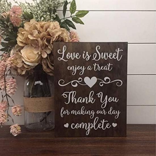 Love is Sweet Enjoy A Treat Sign Wedding Table Sign Dessert Table Sign Wood Wedding Sign Rustic Wedding Decor Thank You Wedding Sign