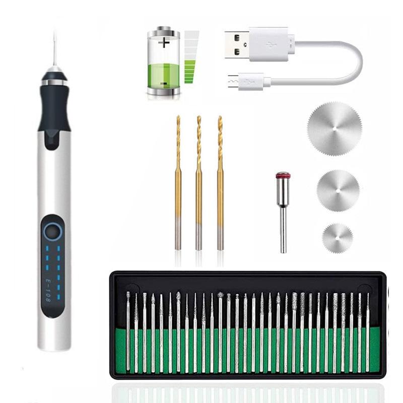 

USB Rechargeable Cordless Electric Engraver with 30 Bits and Accessories for Engraving Jewelry, Metal срібний