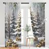 Holiday Forest Christmas Pattern Printed Curtains Window Decorations Home Room Curtain Set Of 2 Made Polyester Washable