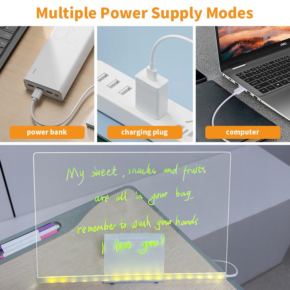 Acrylic Night Light Whiteboard: USB Holiday Decorative Children's Drawing Display
