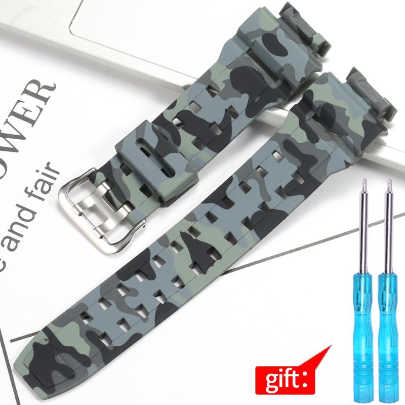 Pryskyřičný řemínek k hodinkám pro Casio GW9100 GW9200 Pánský TPU pásek Sportovní vodotěsné řemínky Camouflage doplňky