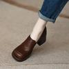 Fashion Women's British Style Leather Shoes 34-40 New Square Head Thick Bottom Thick With Comfortable Commuter Shoes Fashion High Heels