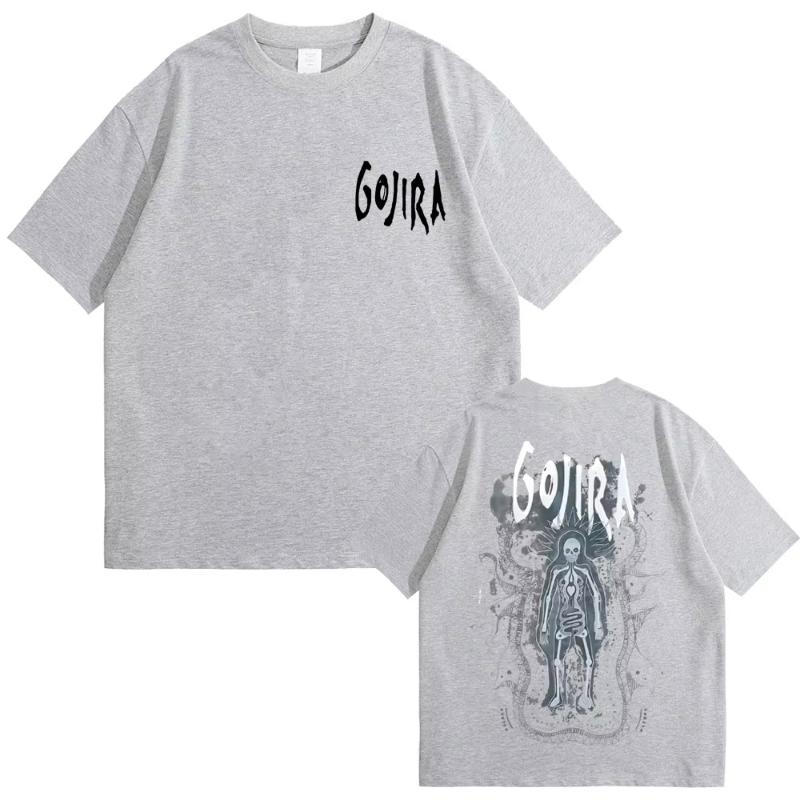 Metal Rock Band Gojira The Flesh Alive Skeleton Graphic Tshirt Unisex Women Fashion Oversized Tshirts Unisexs Casual Cotton T Shirt