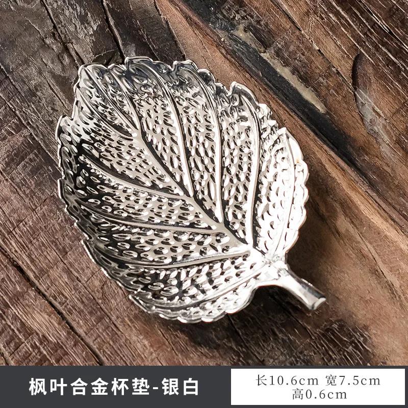 Japanese Alloy Coasters Creative Imitation Copper Retro Heat Insulated Cup Holder Zen Kung Fu Teaware Accessories Fruit Plate