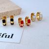 Fashion Light Luxury Leather Inlaid Metal Heart Stud Earrings & Necklace Set