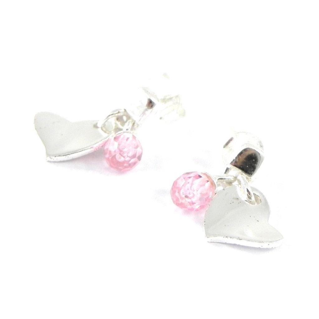 Les Trésors De Lily [F6697] - Pink 'Sweet Heart' Silver Earrings
