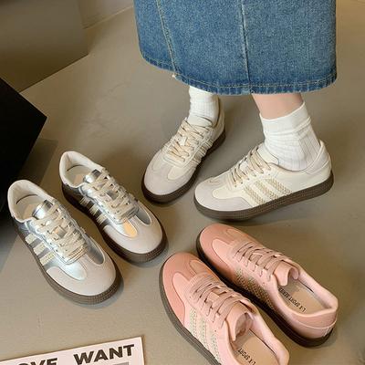 Zilveren ronde neus Duitse trainingsschoenen dames herfst nieuw retro Forrest Gump schoenen zachte zool lichte sport- en vrijetijdsschoenen