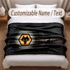 Wolverhampton Wanderers Printed Flannel Blanket Custom Name Text Soft Warm Throw For Bedroom Holiday Gift