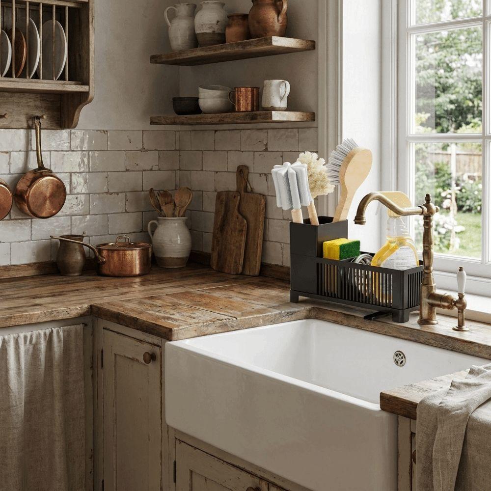 Drying Kitchen Sink Organizer Space Saving Drain Rack Holder Storage Basket Kitchen