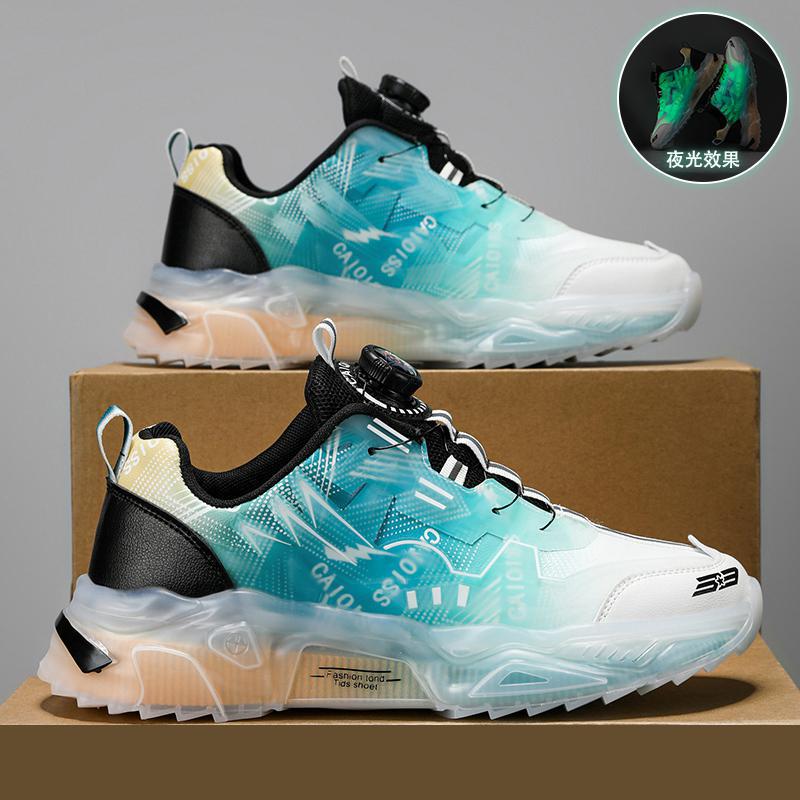 

Rotating button men s shoes autumn and winter versatile casual sports air cushion shock absorption running shoes thick sole heightening leather dad 45