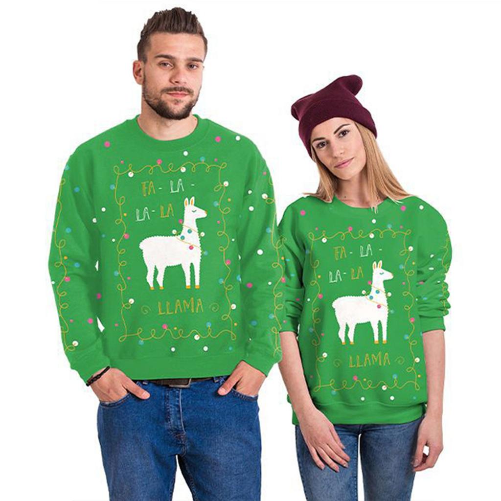 Übergroßer, locker sitzender Weihnachts-Hoodie mit Rundhalsausschnitt für Damen