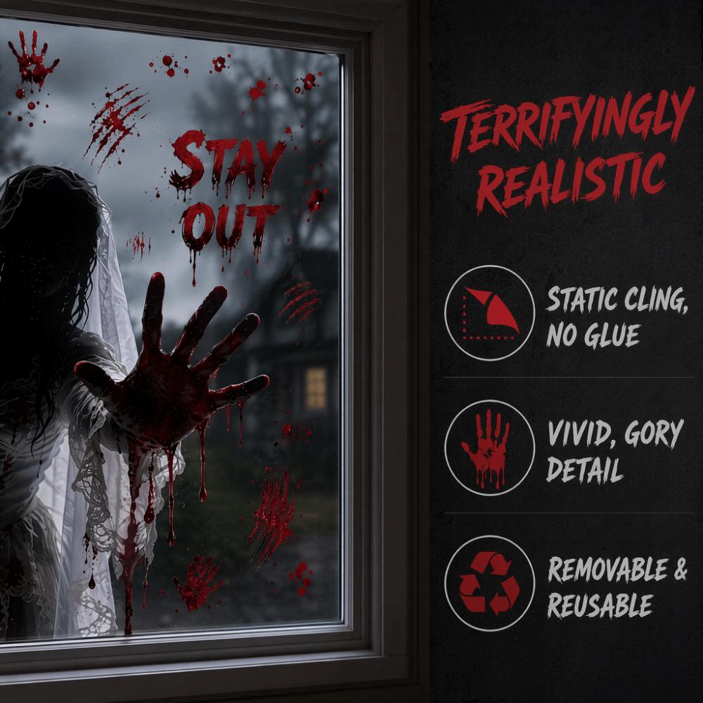 Bloodstained Handprint Scary Ghost Window Sticker Spooky Party Door Stickers Party Supplies