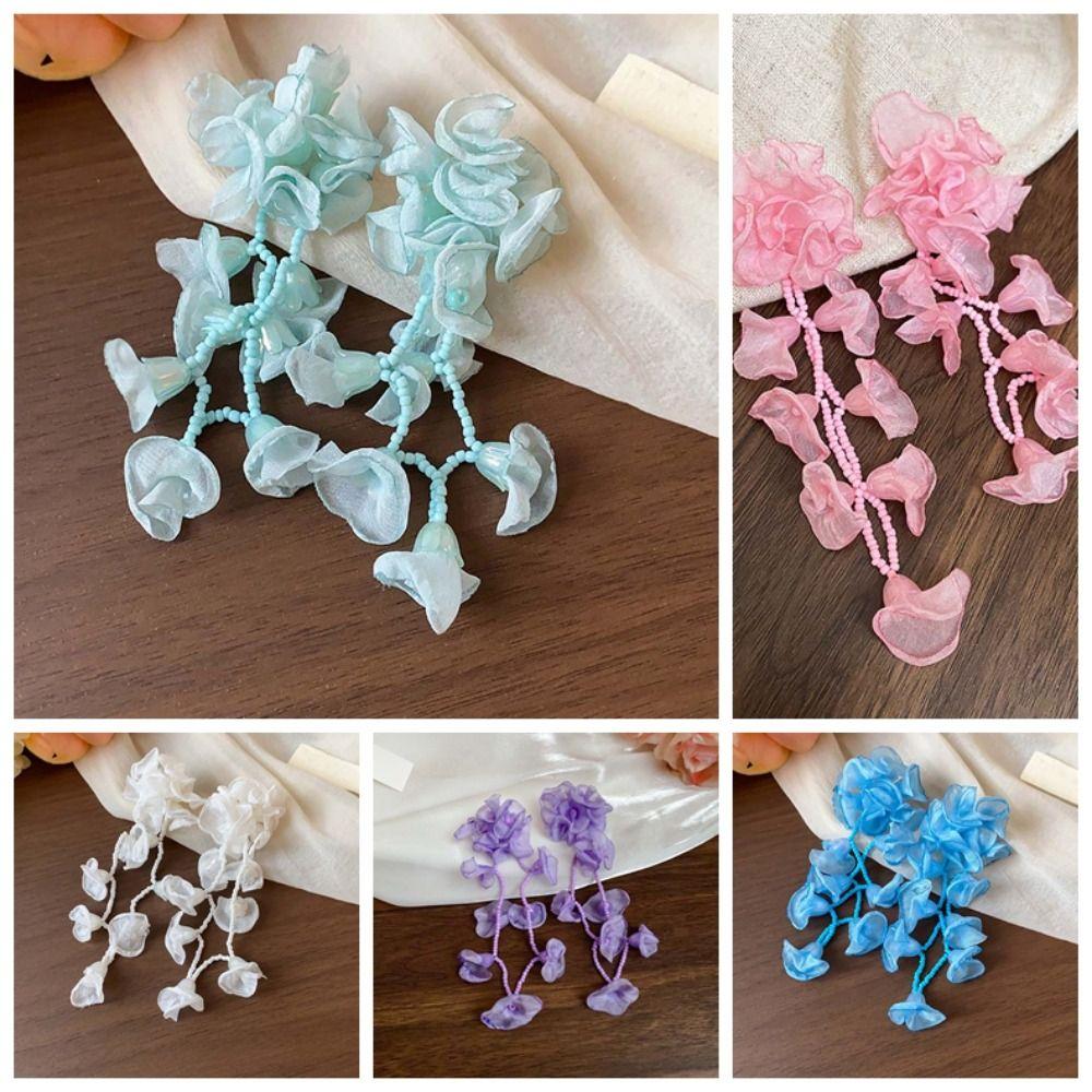 1 Pair Temperament Vacation Flower Eardrops with Beads Tassel Women Seaside Earrings  Birthday