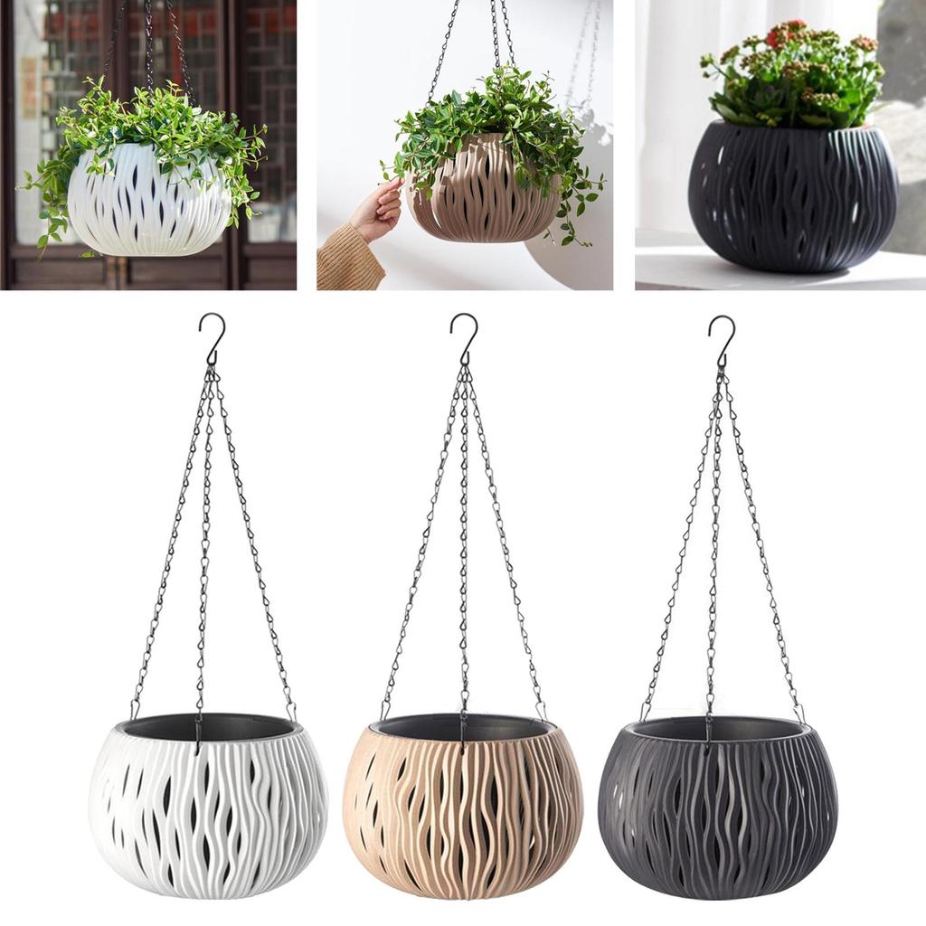 Plastic Hanging Basket Outdoor Hanging Pot with Drainer Chain Home Decor