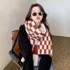 New Style Scarf for Women Knitted Autumn and Winter Student Korean Version Ins Style High Looking Cute Versatile Checkerboard Warm Scarf