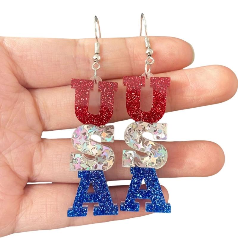 Modern Striped Heart Star Letters Earrings Comfortable Acrylic Jewelry Fashion Ear Accessories For Sensitive Ears