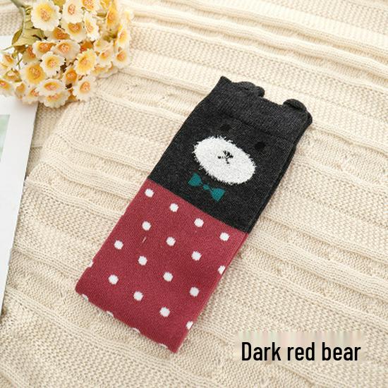 Girls' Cute Cartoon Cotton Knee-High Socks - Japanese Style for Spring & Autumn