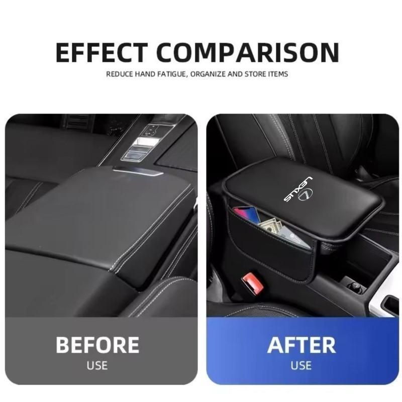Leather Car Emblem Armrest Pad Storage Box Elbow Support Mat For Lexus F SPORT IS250 IS200 CT200h GS300 LS430 RX450h LX570 IS300