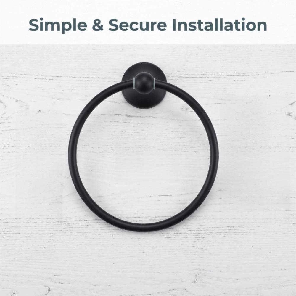 Black Towel Ring Stainless Steel Towel Rack Hand Towel Holder Bathroom Kitchen Washroom