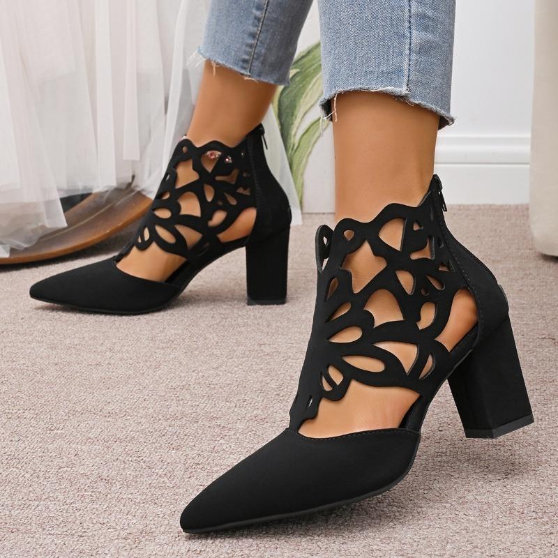 New summer models, thick heel high heel sandals women's large size -3 hollow cool boots women