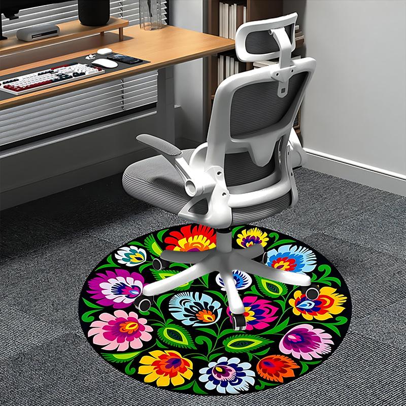 

Colorful Floral Office Carpet Chair Mats, Home Decor Rug for Sofa, Office Carpet Gift, Suitable for Bedroom, Living Room, Various Rooms1118046a 80cm by 80cm