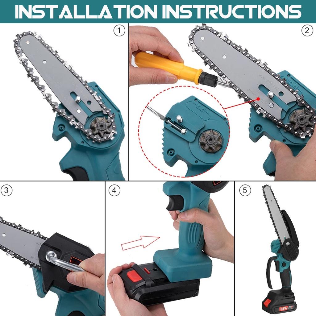 8Inch 88VF Brushless Electric Chain Saw Mini Chainsaw Rechargeable Wood Cutter Pruning Garden Power Tool For Battery