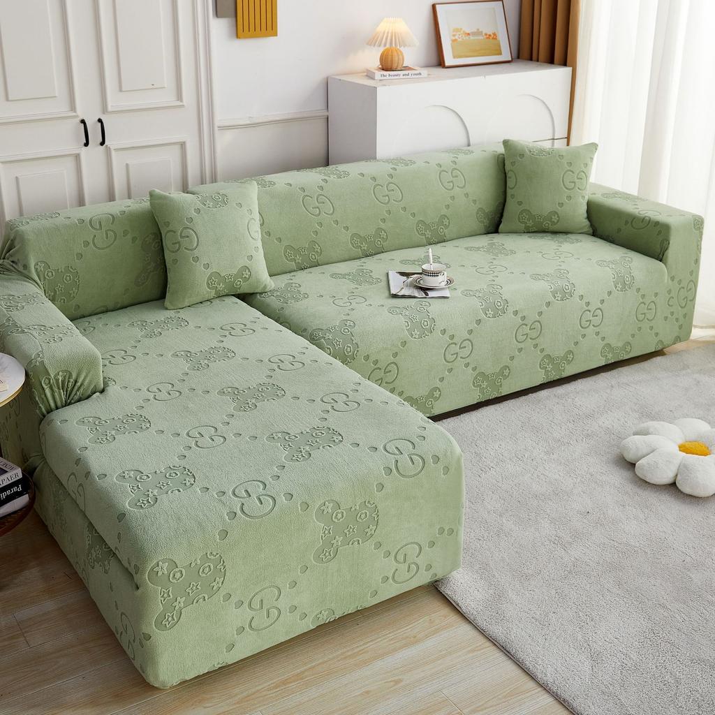 Jednokolorowy Trójwymiarowy Aksamitowy Kombinowany Pokrowiec na Sofę typu Stretch All-Inclusive Jednokolorowy Elastyczny Antypoślizgowy Pokrowiec na Sofę Imperialnej Konkubiny