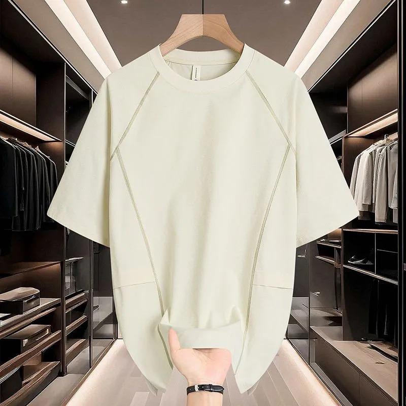 Men's Black Raglan Sleeve Crew Neck T-Shirt Casual Loose Fit Solid Color Short Sleeve Top