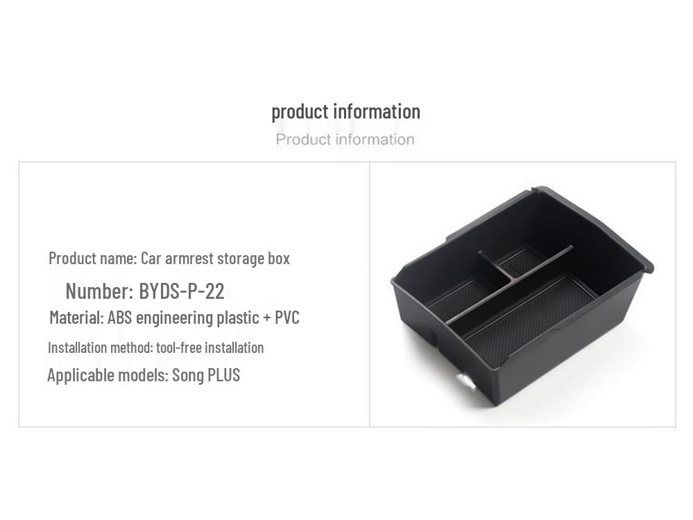 Compatible with 22 BYD Song PLUS Models: Armrest Box and Center Console Storage Organizer for Interior Decoration and Modification