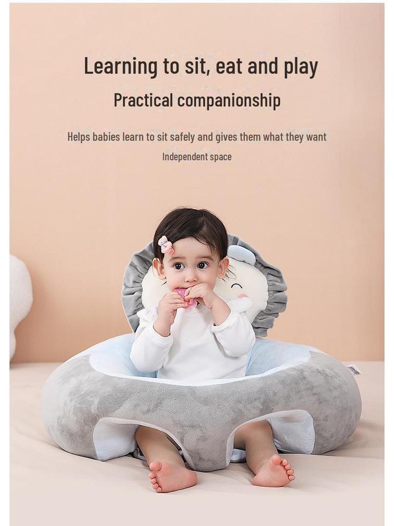 Cartoon Infant Soft Learning Chair - Portable Silicone Anti-Fall Seat & Plush Toy