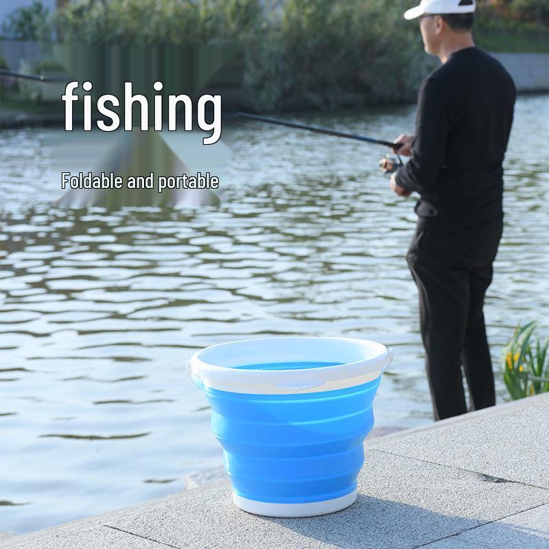 Seau d'eau pliable en silicone portable: Épaissi, Petit, pour la Pêche, la Collecte sur la Plage, le Lavage des Mains et la Collecte d'Eau