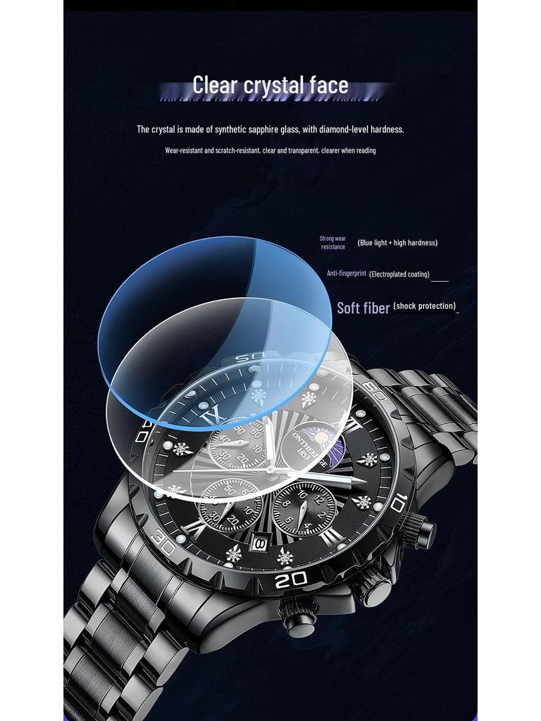 Hong Kong Fashion Swiss Men's Luminous Waterproof Steel Band Watch
