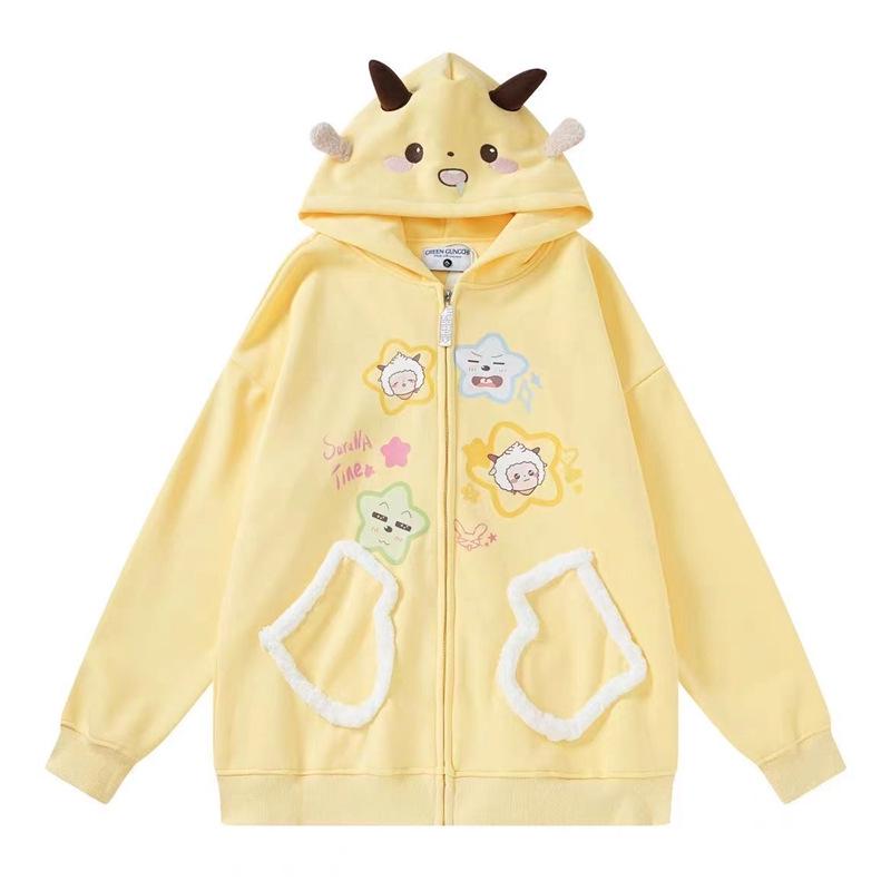 

Милый ленивый флисовый кардиган с капюшоном в китайском стиле для женщин - Осень/Зима 2XL (Recommended 120-135 lbs)