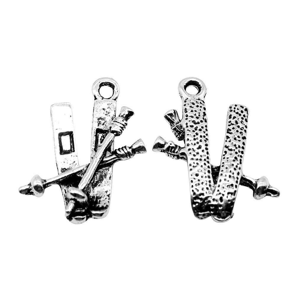 

5шт подвески для лыжных санок античное серебро цвет цинковый сплав 16х23мм