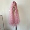 Parrucca Rosa Lolita Super Lunga Riccioli di Lana Capelli Ricci da Principessa Rosa Fiore di Ciliegio alla Moda e Versatile Parrucca sintetica con Fascia