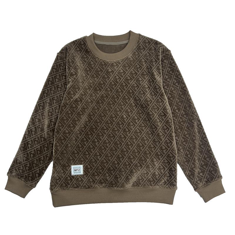 Men's Jacquard Design Round Neck Long Sleeve Warm Hooded Sweater