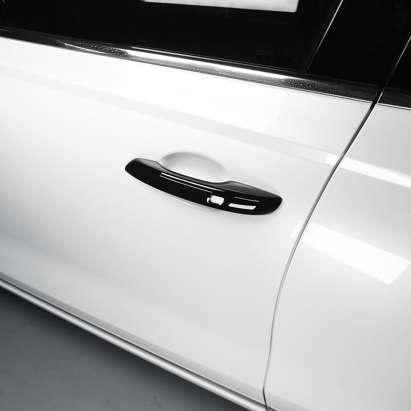 For Genesis GV80 -2026 Car Tuning Automotive Black Carbon Fiber ABS Exterior Door Handles Cover Trim Accessories LHD