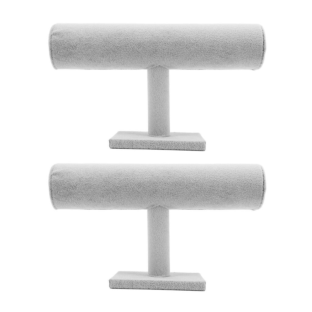 2er Pack Samt T-Bar Armbandhalter Organizer Schmuckaufsteller Scrunchie Haargummis Uhrenständer Für
