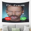 Dr Freak Calling Tapestry House MD Funny Doctor Meme Wall Hanging Pill Tongue Print For Dorm Bedroom Office Decor