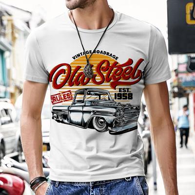 Toppar Herr T-shirts Vintage Car Design Harajuku Sportswear Kortärmad Lyxigt Mode O-hals Träningsoverall Street Tees