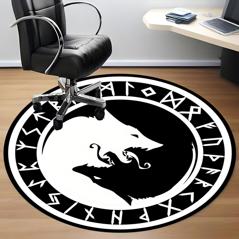 1pc Wolf Office Round Area Rug, Under Office Chairs Bedroom Living Room Home Decor, Room Deco, Available in Various Sizes