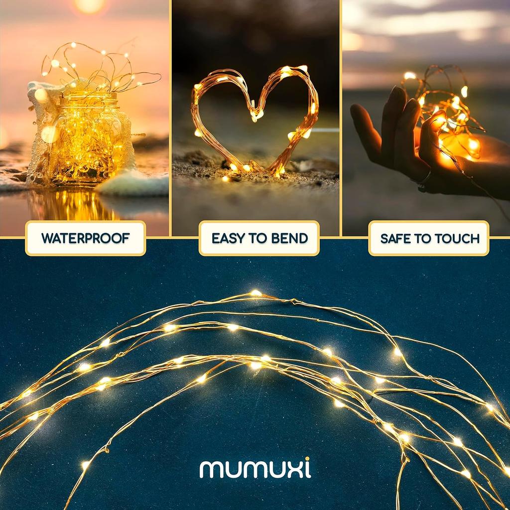 MUMUXI 20 Pack 3.3ft Fairy String Lights Battery Operated, Mini LEDs for Party Wedding Centerpiece Decorations, Crafts, Mason Jar Firefly Lights,